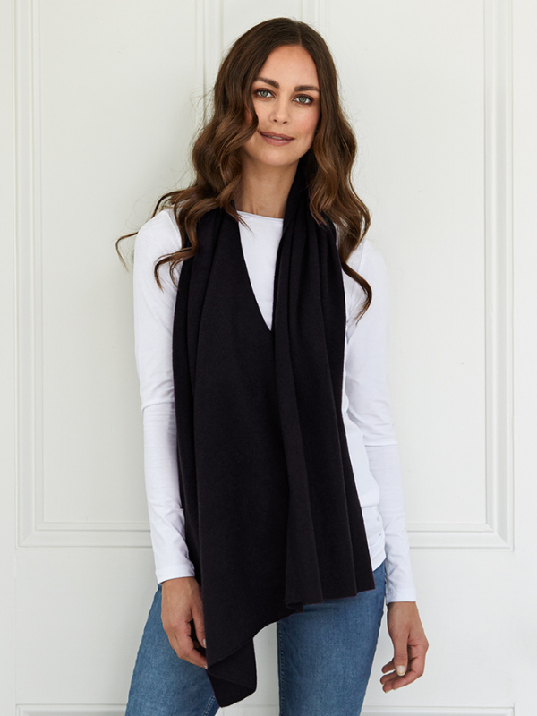 lucy 4-way cashmere poncho - black