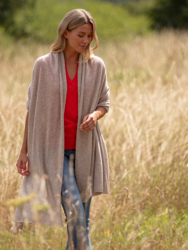 lola cashmere travel wrap - fawn (DUE EARLY SEP)