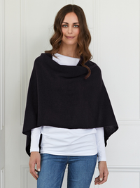lucy 4-way cashmere poncho - black