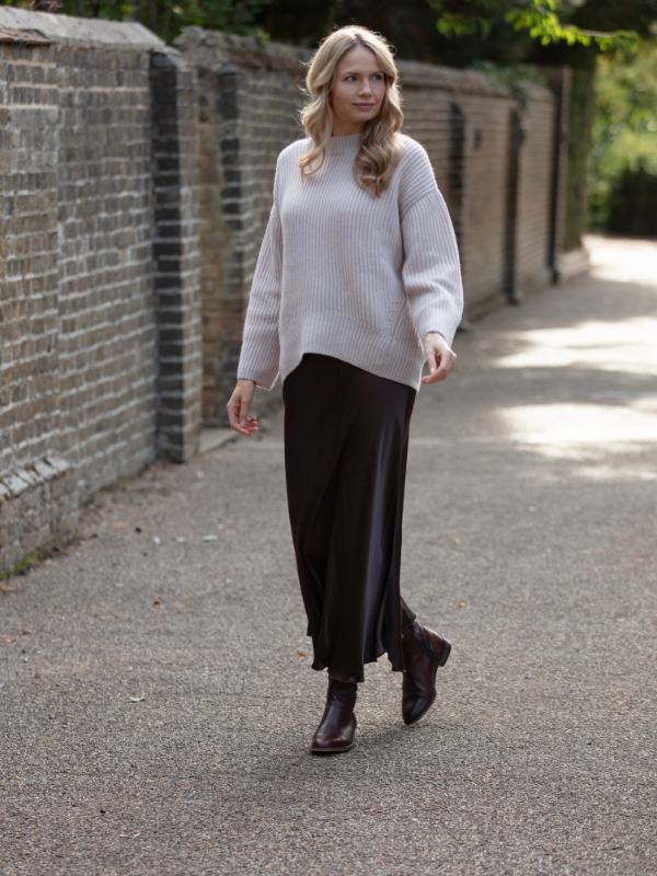 satin skirt - brown