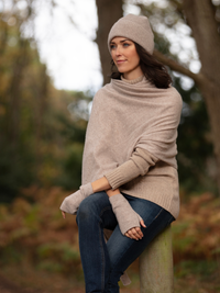 cashmere chunky wrist warmers - fawn