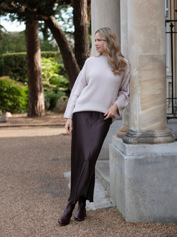 satin skirt - brown