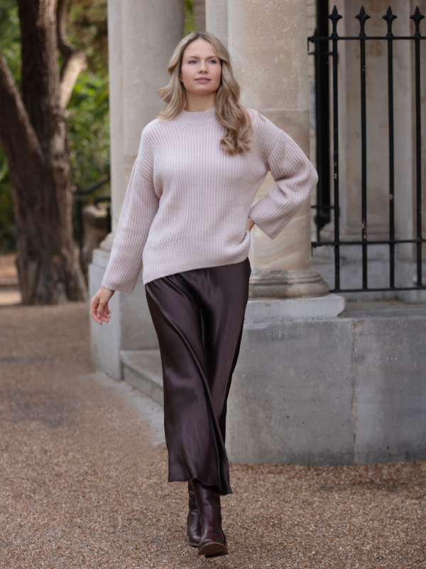 satin skirt - brown