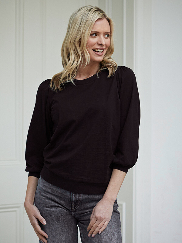 belle jersey puffed sleeve top (PRE-ORDER) - black