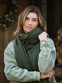 lola cashmere travel wrap - olive green