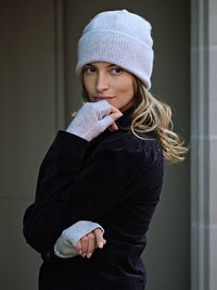 cashmere chunky wrist warmers - grey
