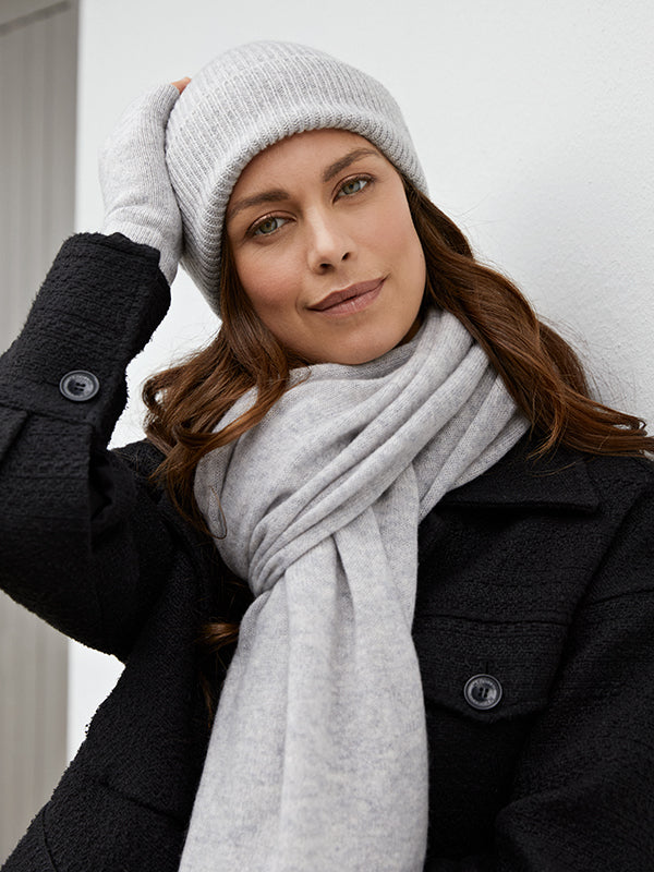 cashmere chunky wrist warmers - grey