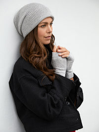 ribbed cashmere beanie & wrist warmer gift set