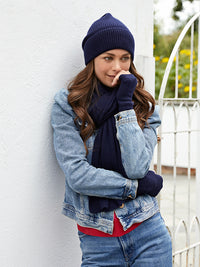 lola wrap, cashmere ribbed beanie & wrist warmer set - navy