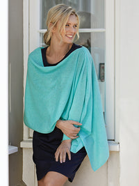 lucy 4-way cashmere poncho - aqua