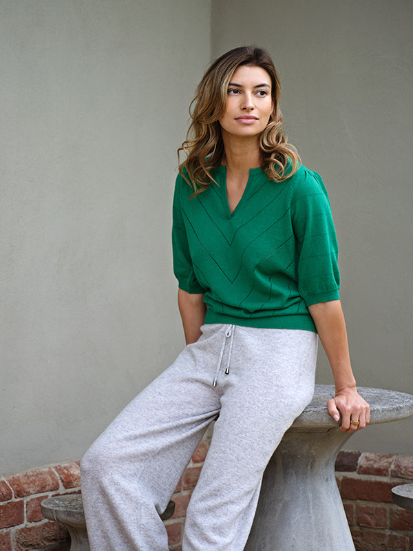 celine pointelle top - green