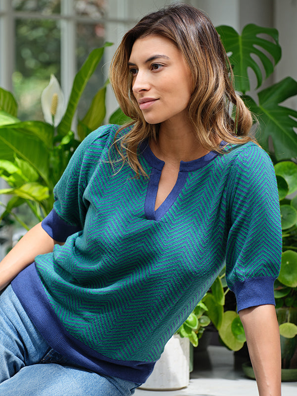 cissy chevron top PRE-ORDER - blue & green
