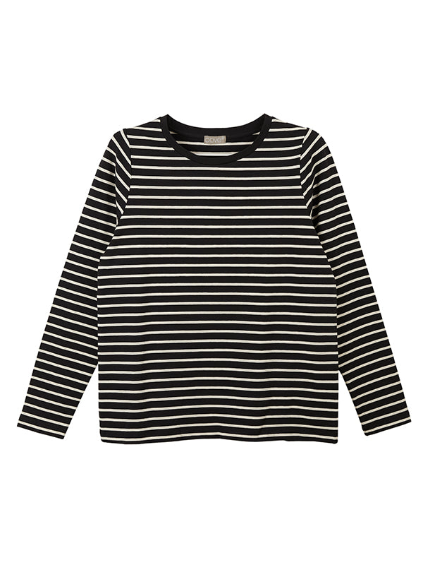 loose fitting tee - black & stone stripe