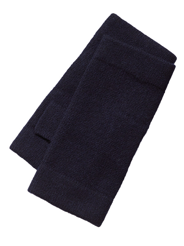 cashmere chunky wrist warmers - navy