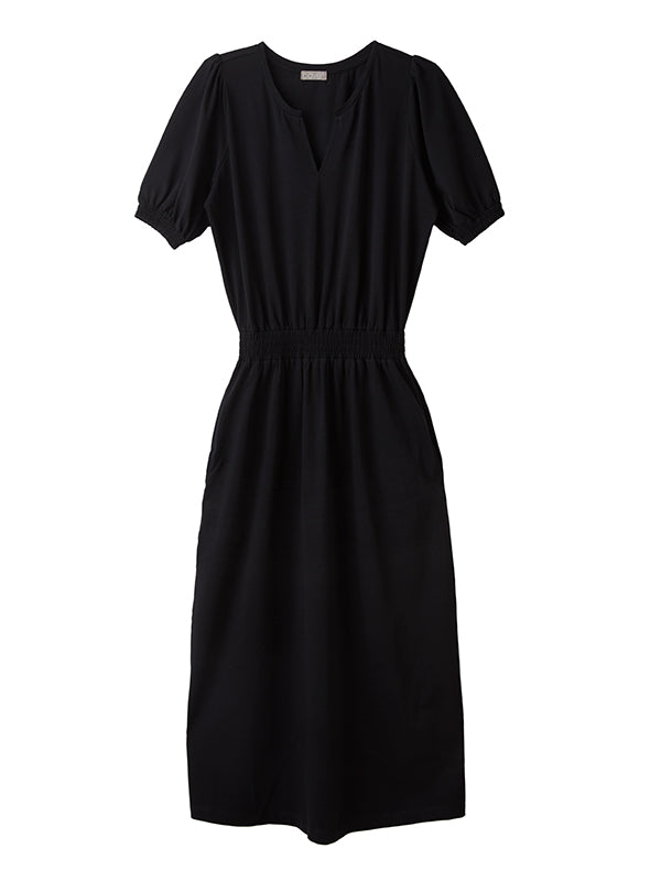 cuba midi dress with pockets - black