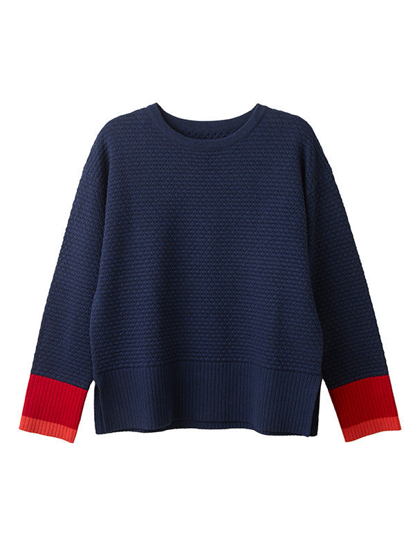 davina navy waffle stitch jumper