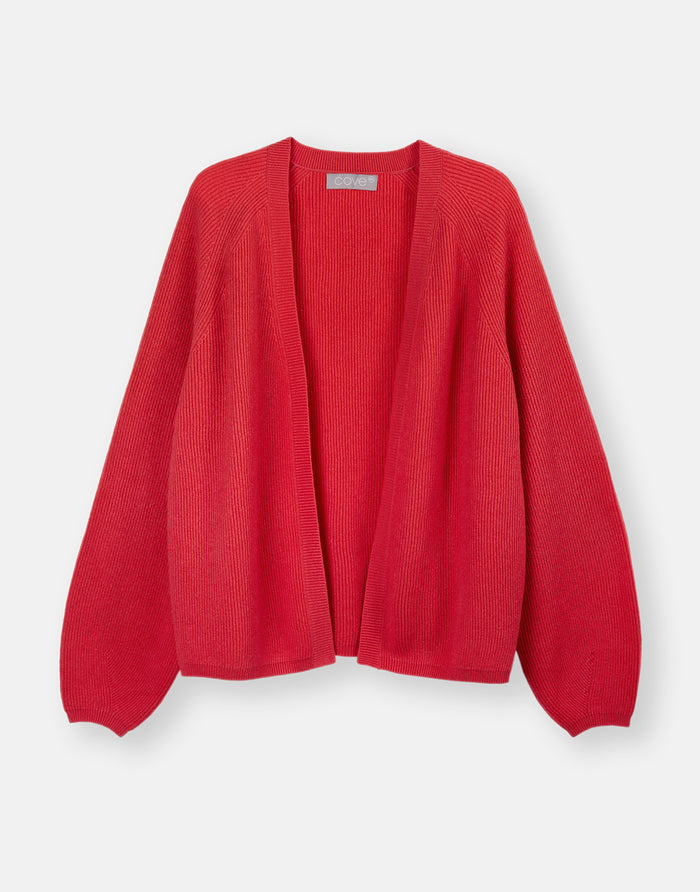 victoria red ribbed cardigan