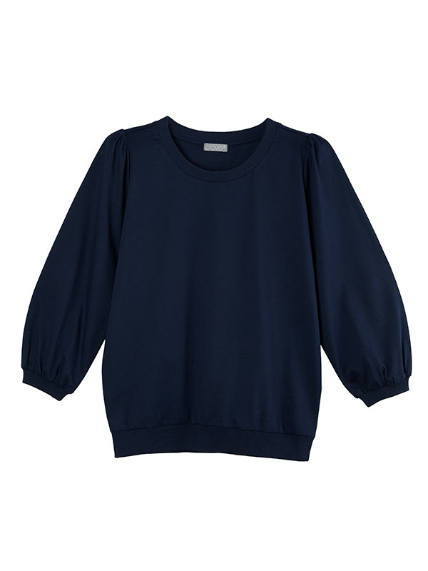 belle jersey puffed sleeve top (PRE-ORDER) - navy