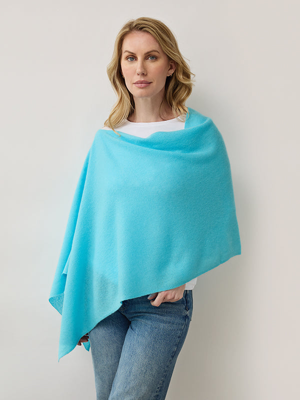 lucy 4-way cashmere poncho - aqua