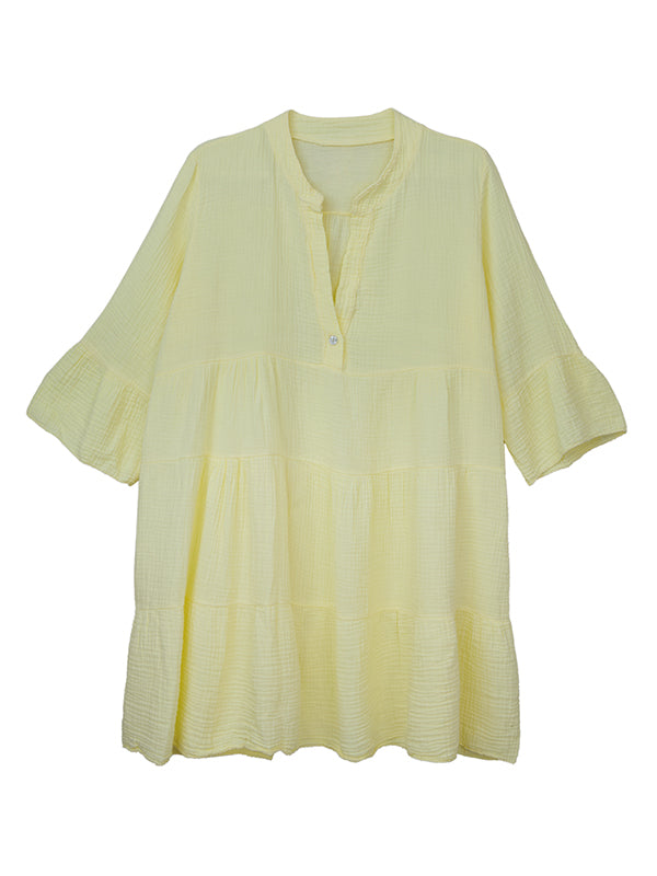 cheesecloth tiered dress - yellow