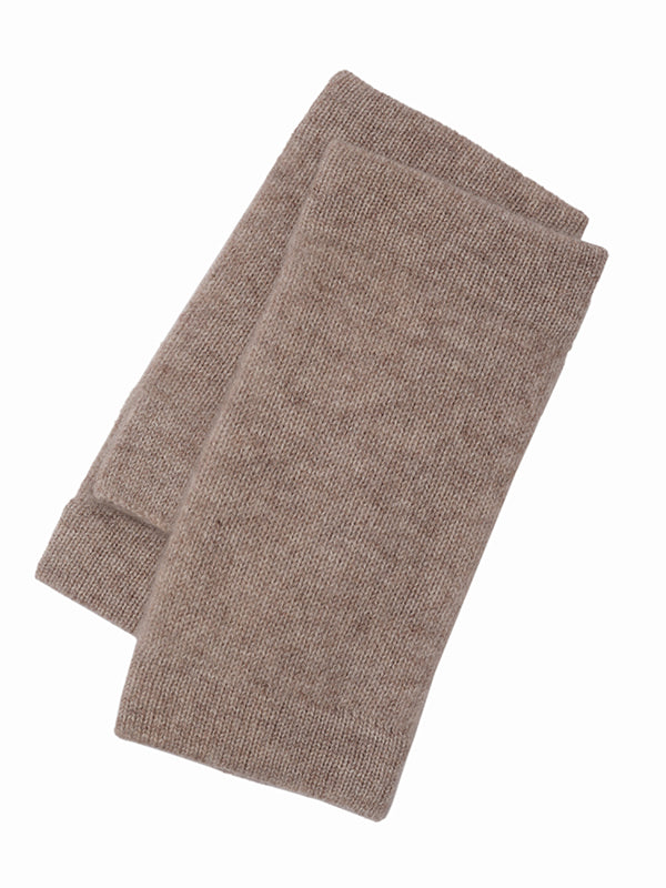 cashmere chunky wrist warmers - fawn