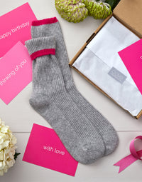 letterbox gift cashmere bed socks - grey