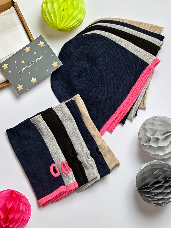 letterbox gift cashmere beanie & wrist warmers