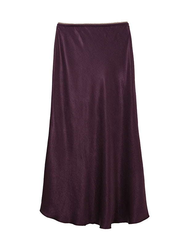 satin skirt - aubergine