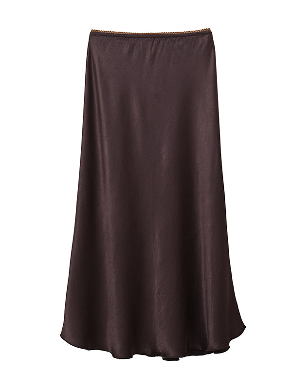 satin skirt - brown
