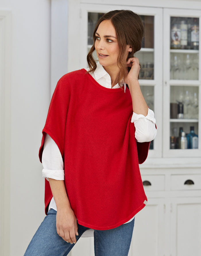 flora reversible poncho - red