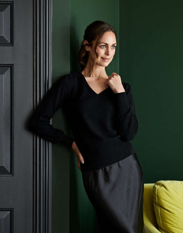 isabella black wool cashmere jumper