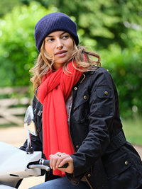 cashmere ribbed beanie - navy