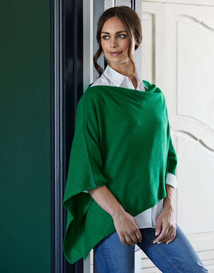 lucy 4-way cashmere poncho - forest green