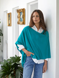 lucy 4-way cashmere poncho - teal