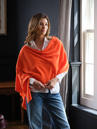 lucy 4-way cashmere poncho - aperol orange