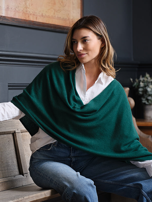 lucy 4-way cashmere poncho (PRE-ORDER) - forest green