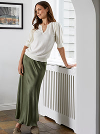 satin skirt - khaki