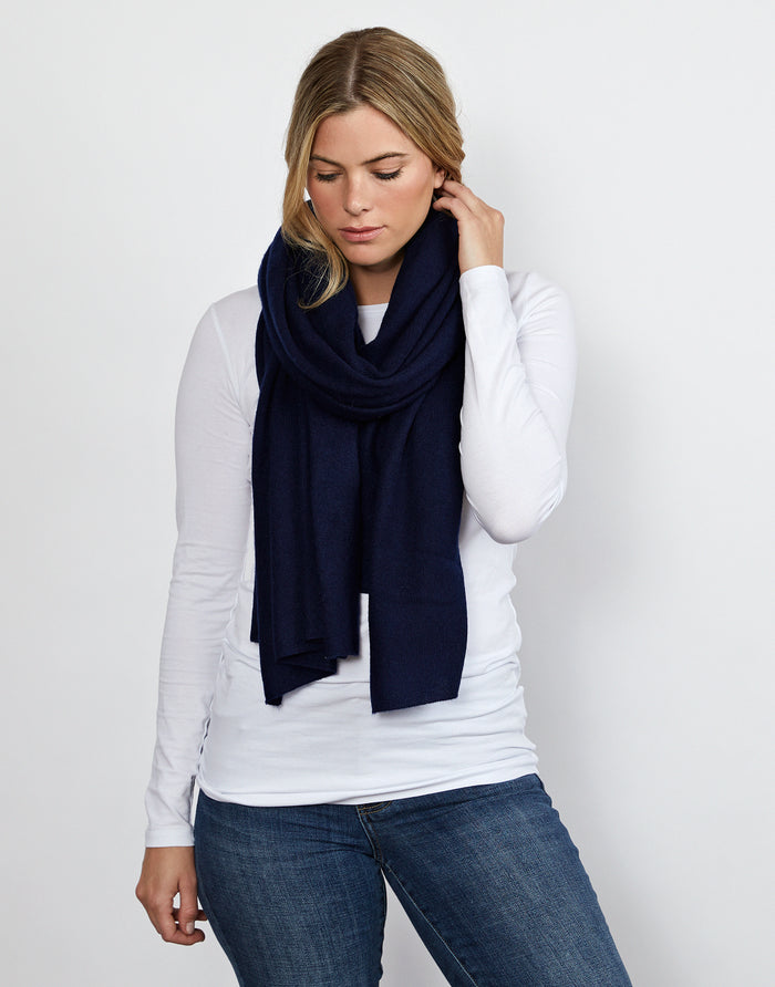 lola cashmere travel wrap - navy