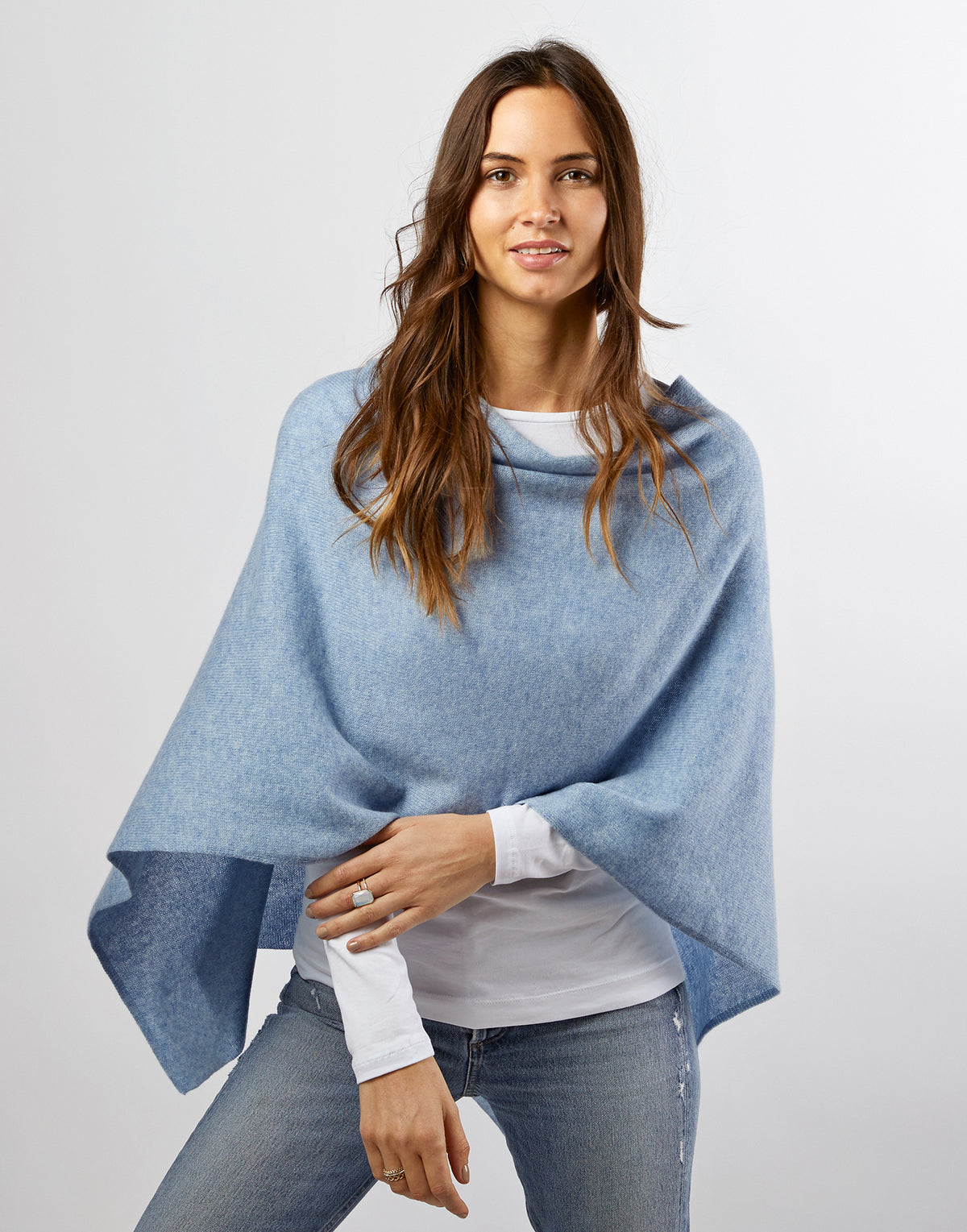 lucy 4-way cashmere poncho - pale blue