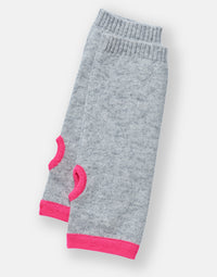 cashmere wrist warmers - grey & neon pink