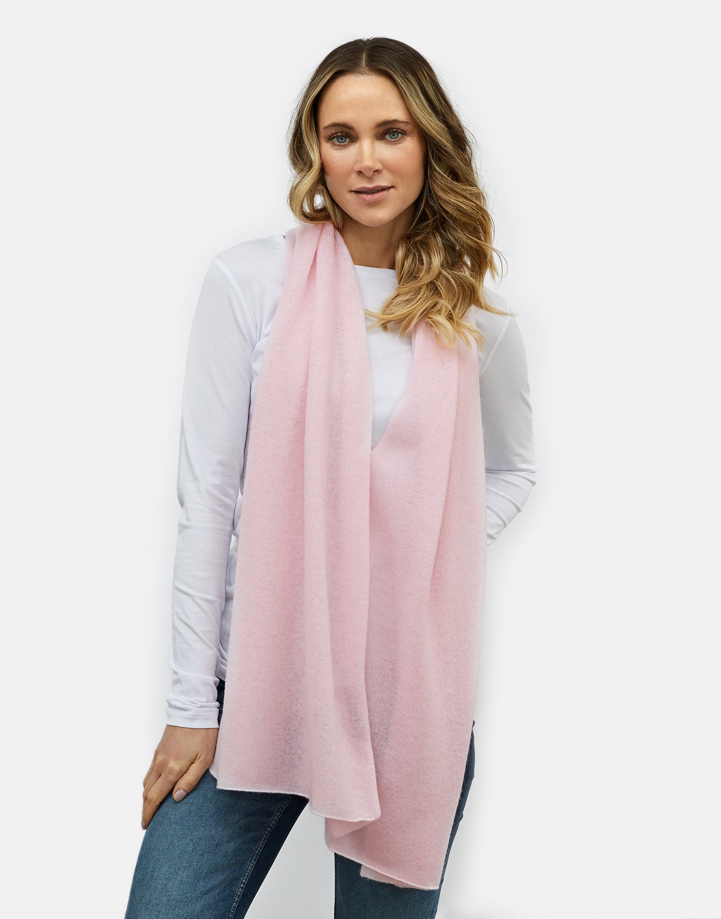lucy 4 way cashmere poncho soft pink