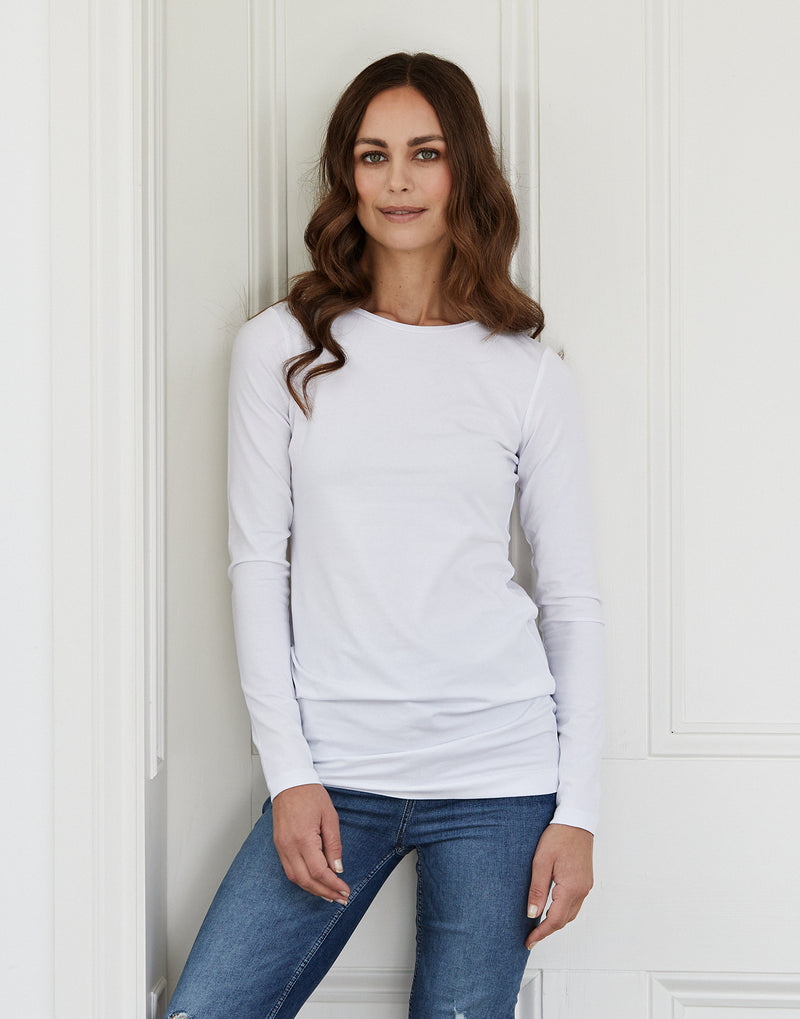 long length cotton tee - white