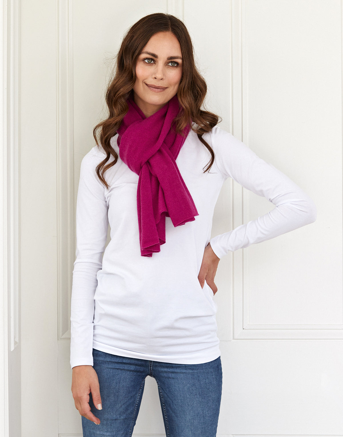 lucy 4-way cashmere poncho - berry