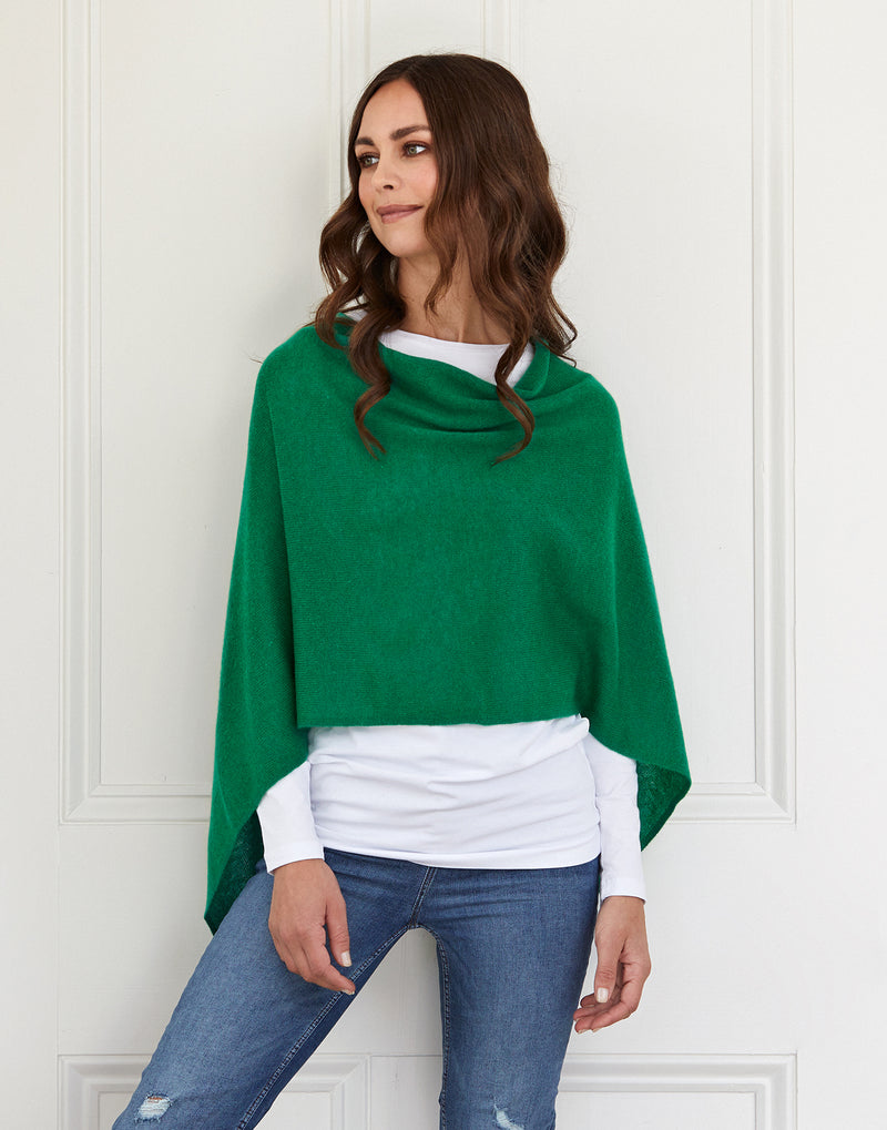 lucy 4-way cashmere poncho - forest green