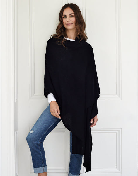 lola black cashmere travel wrap