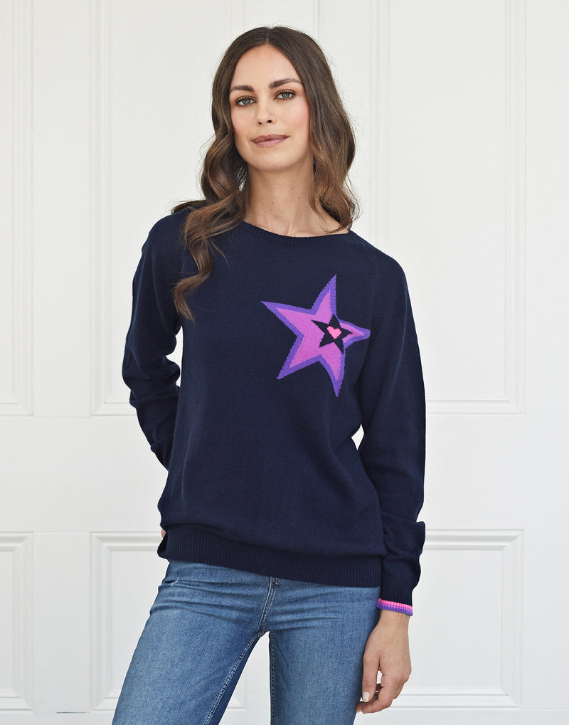 sia star cashmere jumper - navy