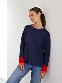 davina navy waffle stitch jumper