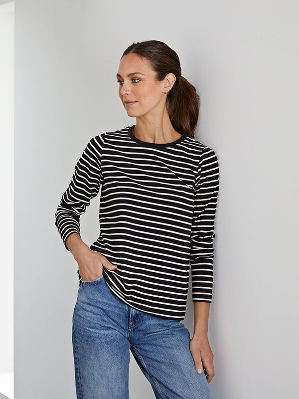 relaxed fit tee - black & stone stripe