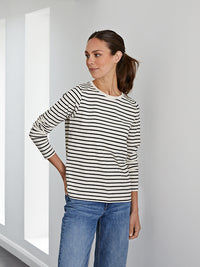 loose fitting tee - stone & black stripe