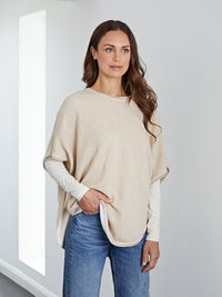 long length cotton tee - stone